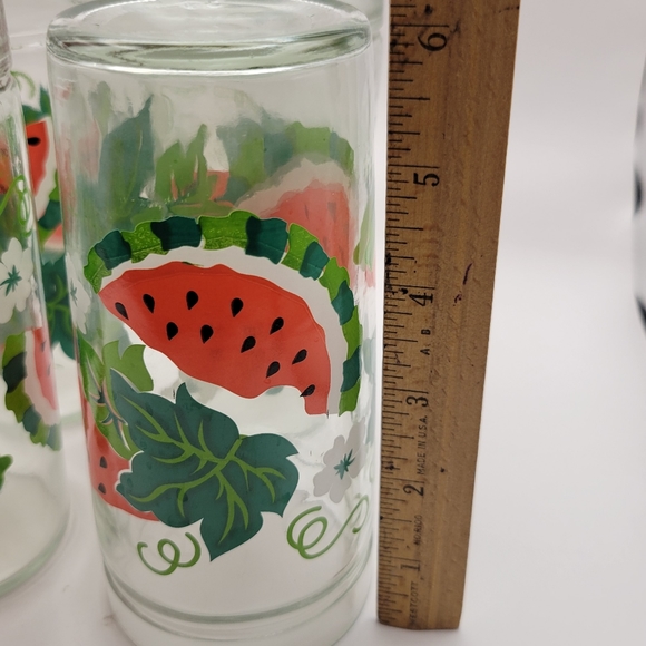 Vintage Set of 4 Watermelon Tumblers by ANCHOR HOCKING. Summer Glasses. - Picture 6 of 6